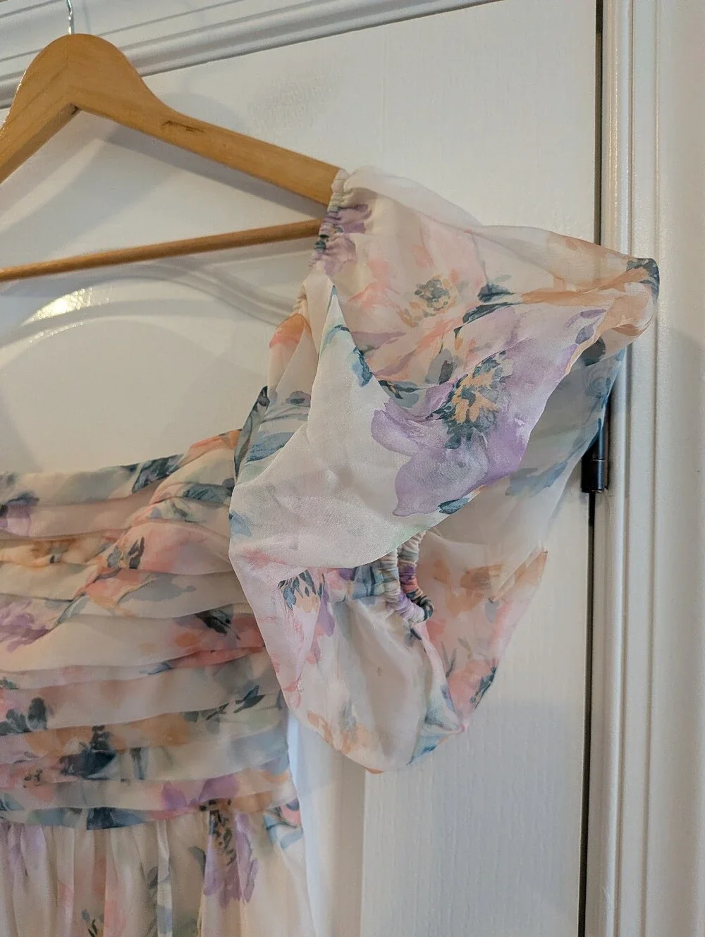 Abercrombie & Fitch Emerson Drama Maxi Dress Off-The-Shoulder Floral Ruffle SP